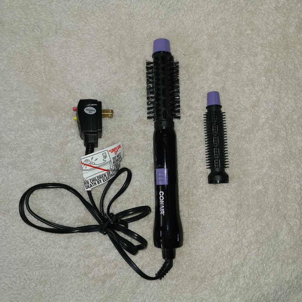 Conair Supreme Black/Purple 2-in-1 Hot Air Curling Brush Dryer - Picture 1 of 10